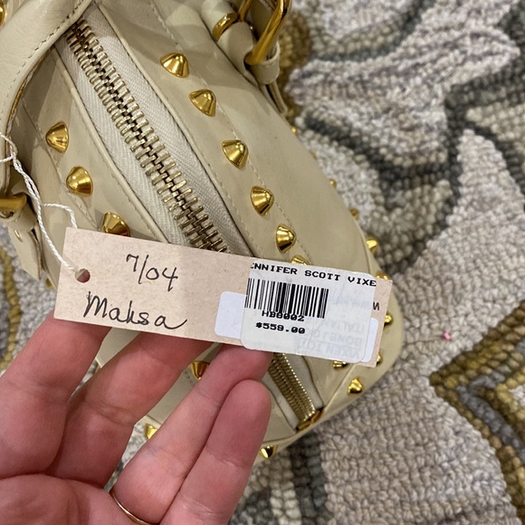 💕 Jennifer Scott Mahsa vixen bone  Italian leather satchel gorgeous $559 💕 - Picture 6 of 13